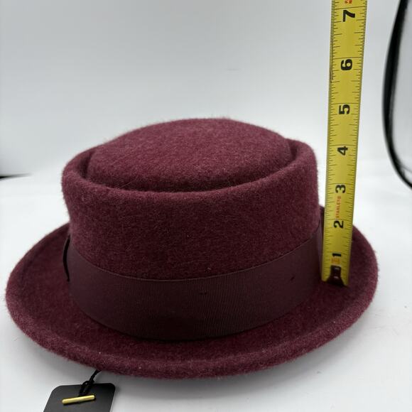 Different Touch Hat Womens Size XL 7 1/2‎ Wool Fedora Burgundy Ribbon Tie - Picture 7 of 15
